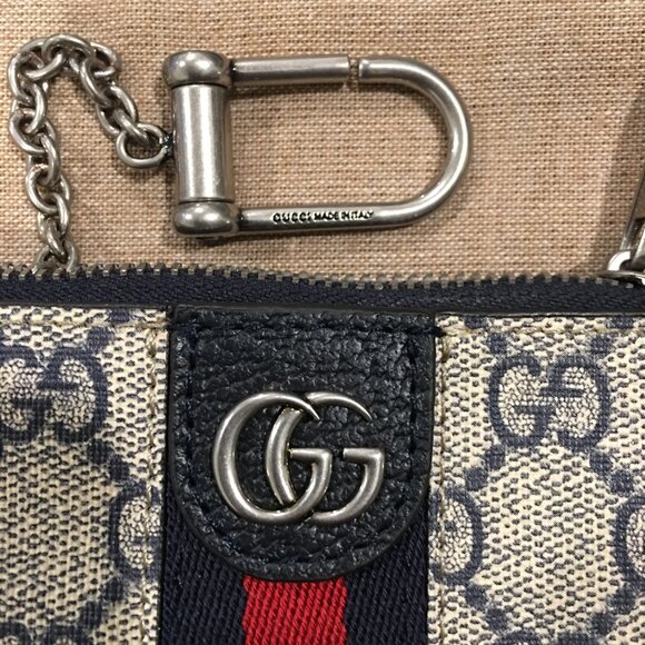 GUCCI OPHIDIA GG KEY CASE BLUE - Picture 2 of 5